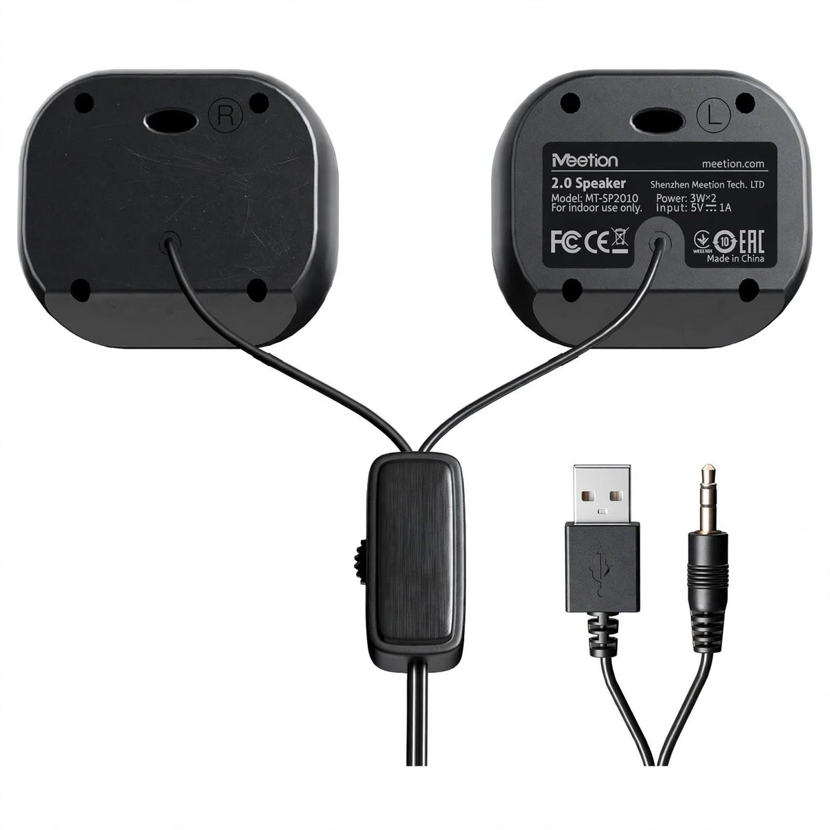 Meetion MT-SP2010 Desktop Speakers with Wired Stereo Audio, 3.5mm Input & Desk Design