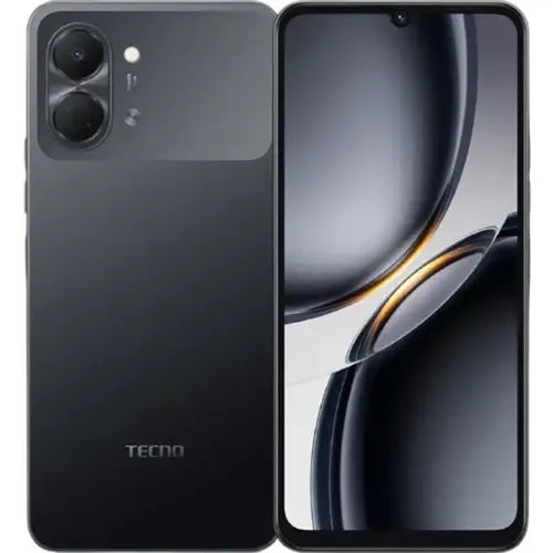 TECNO Spark Go 3 4GB 64GB black color front and back view in Pakistan