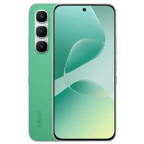 Infinix HOT 60 Pro 8GB RAM 128GB green smartphone with AMOLED display and triple rear camera design