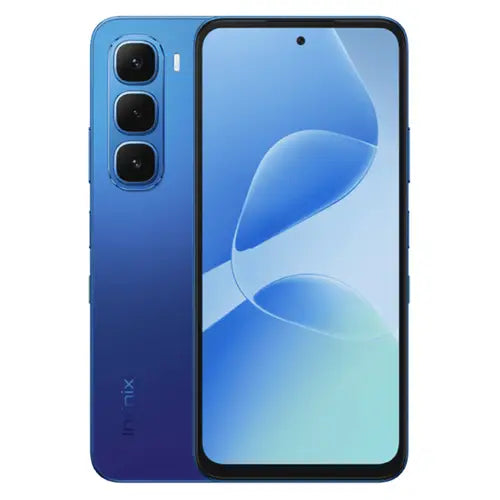 Infinix HOT 60i 6GB RAM 128GB blue smartphone with 120Hz display and rear camera design