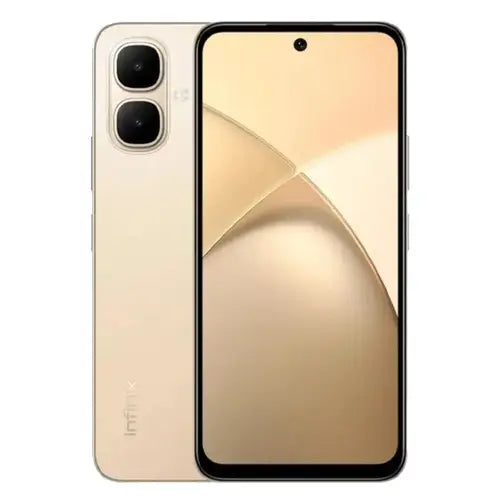 Infinix Smart 10 gold color smartphone with 64GB storage and sleek design