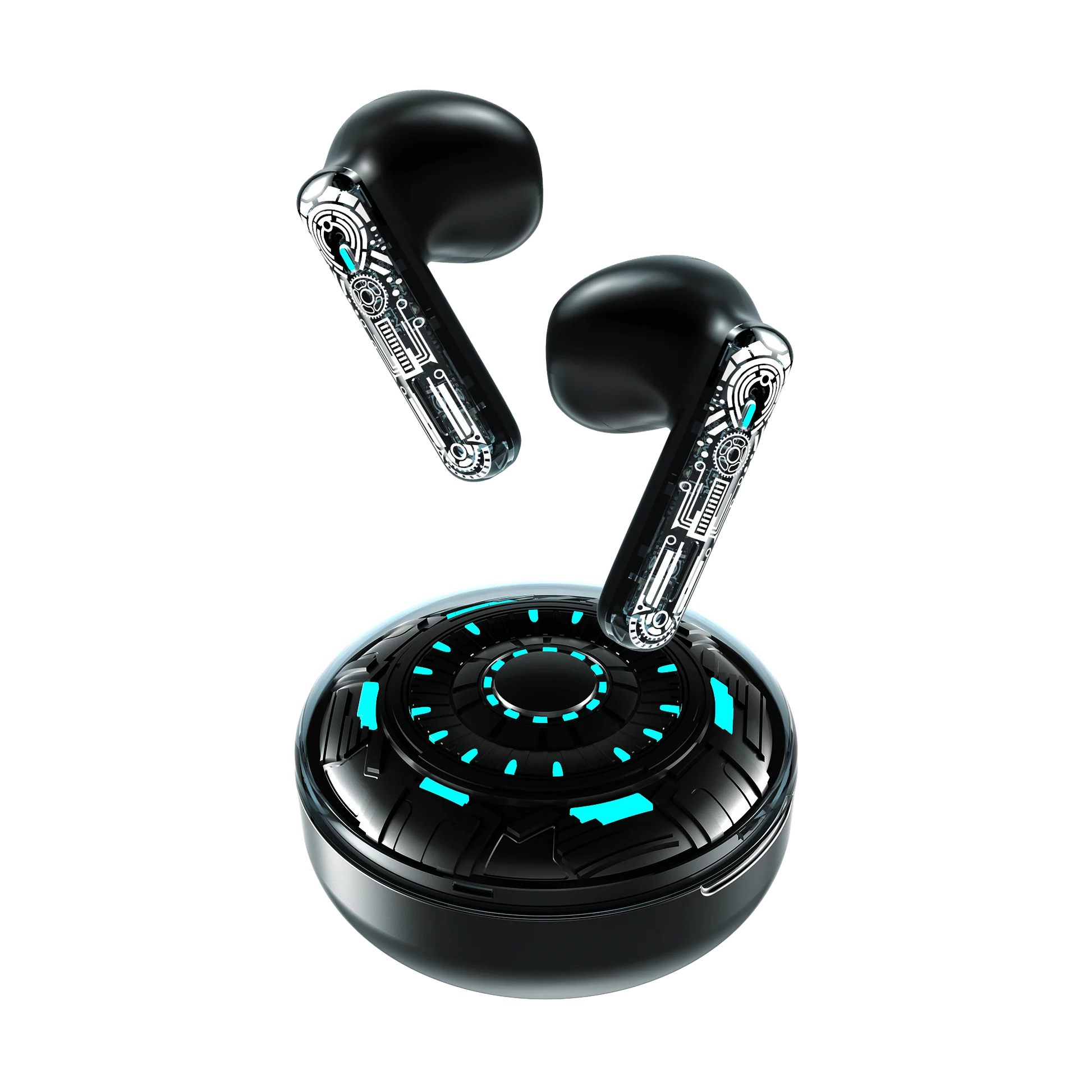 Infinix TWS XE30G Black wireless earbuds with charging case featuring Bluetooth 5.3, 13mm drivers, 4-mic AI ENC, low-latency gaming mode and 28-hour battery backup