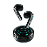 Infinix TWS XE30G Black wireless earbuds with charging case featuring Bluetooth 5.3, 13mm drivers, 4-mic AI ENC, low-latency gaming mode and 28-hour battery backup