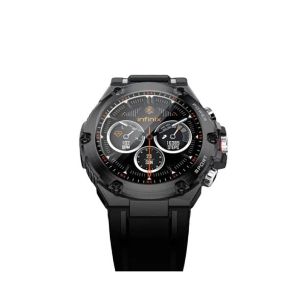 Infinix XW3GT Gold smartwatch front display with round HD screen