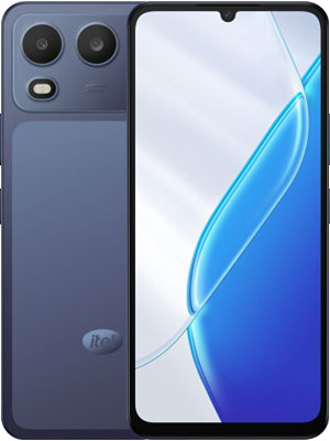itel A200 blue color smartphone side angle view 4GB RAM 128GB storage device