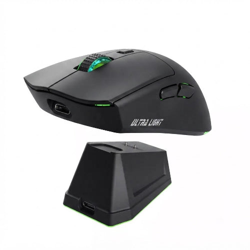 JEDEL WD139 rechargeable dual-mode wireless gaming mouse with RGB magnetic charging dock