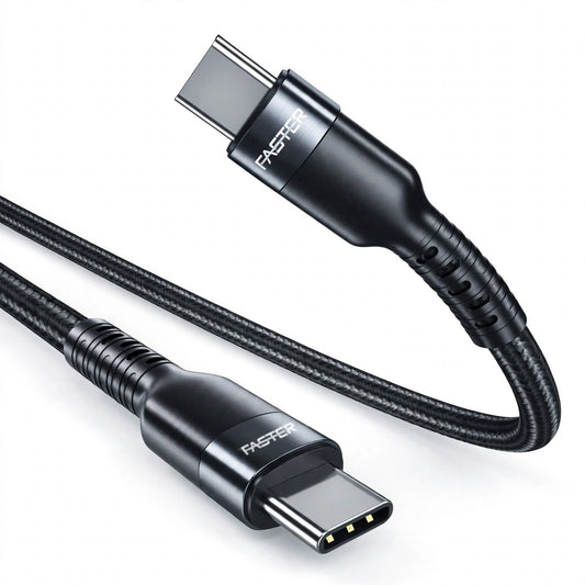 Faster FC-100-PD PD 3.0 Type-C to Type-C Cable – USB-C at both ends & listed PD 3.0 support