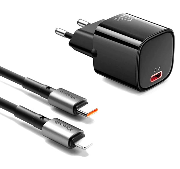 MCDODO 20W Charger with Type-C to Lightning Cable in White