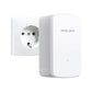 Mercusys ME10 300Mbps range extender plugged into wall socket with white compact design and signal indicator