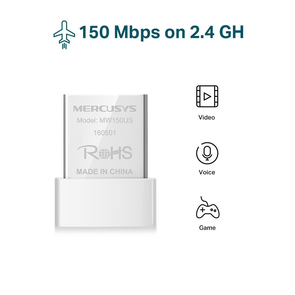 Mercusys MW150US 150Mbps Nano USB WiFi adapter feature image for video, voice and gaming use