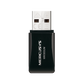 Mercusys MW300UM N300 Wireless Mini USB adapter front view with black compact body and USB connector