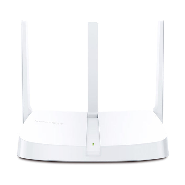 Mercusys MW306R 300Mbps Wireless N router front view with white body and three external antennas