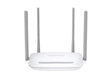 Mercusys MW325R enhanced wireless router front view showing white design and four external antennas.