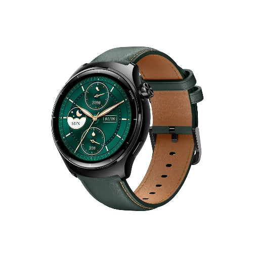 Mibro Lite 3 Pro AMOLED smartwatch shown with green watch faces