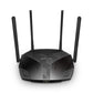 MR70X AX1800 WiFi 6 router front view with black design and four external antennas.