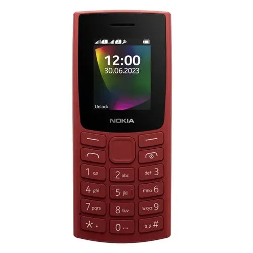 Nokia 106 keypad mobile phone in red color – front view