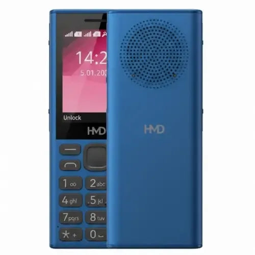 Nokia 130 music feature phone in blue color – front and back view