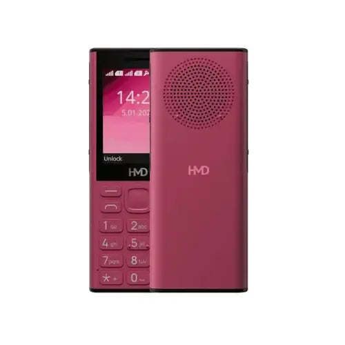 Nokia 130 music feature phone in pink color – front and back view