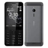 Nokia 230 grey Dual SIM keypad phone with front and back view in Pakistan