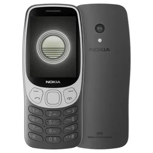 Nokia 3210 keypad mobile phone in grey black color front and back view