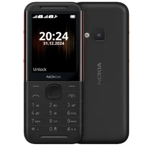 Nokia 5310 black red keypad mobile phone with rear camera and compact design