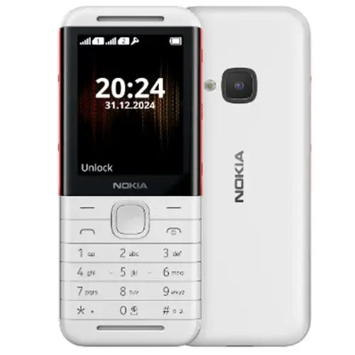 Nokia 5310 white red dual SIM keypad phone with front and back view in Pakistan