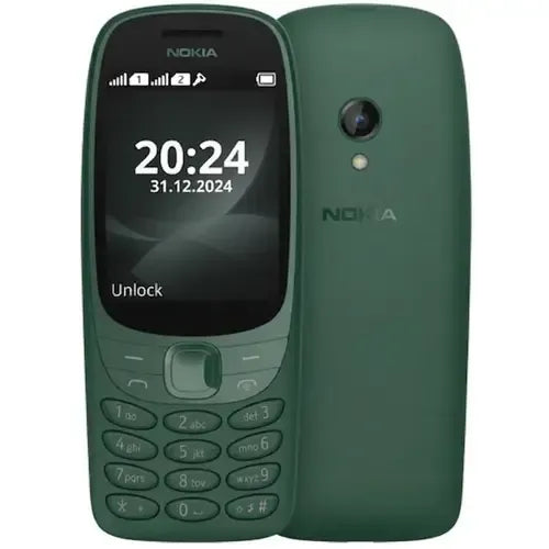 Nokia 6310 2024 keypad mobile phone in green color – front and back view