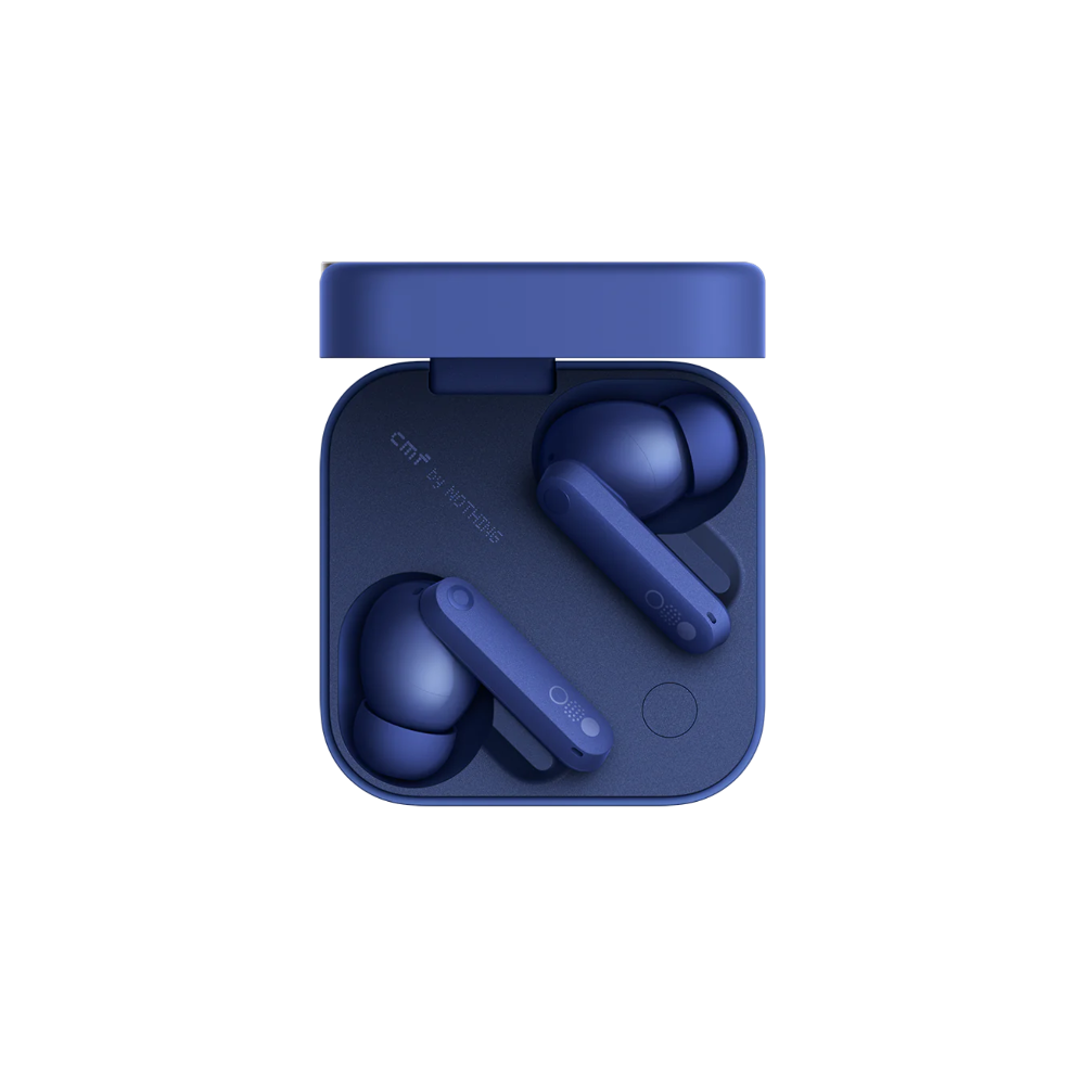  Nothing CMF Buds Pro 2 blue wireless earbuds with square charging case showing clean design and premium build quality