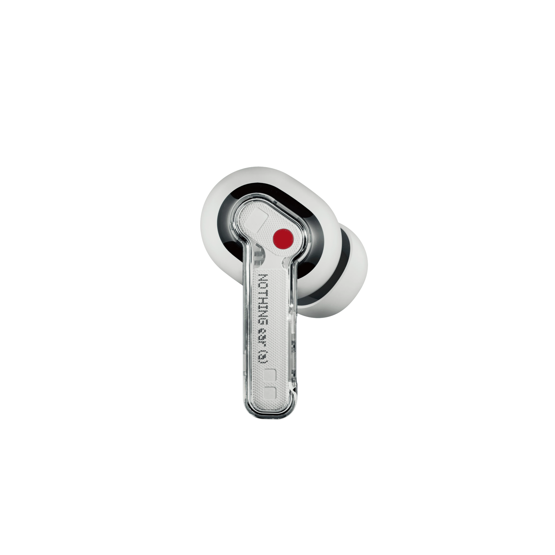 Nothing Ear A TWS Earphones single earbud side angle showing transparent design and in-ear fit.