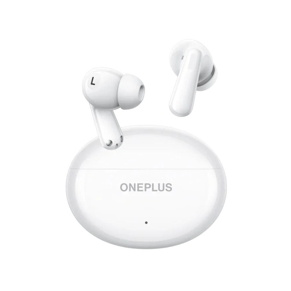 Close-up of OnePlus Nord Buds 3r white wireless earbud design