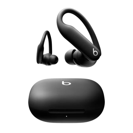Powerbeats Pro 2 Jet Black sport earbuds with secure-fit earhooks and matching wireless charging case