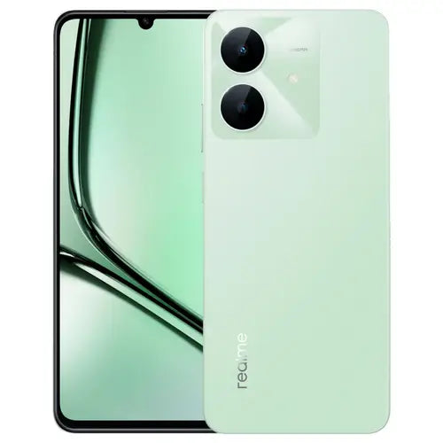 Realme Note 60x Wilderness Green 3GB RAM 64GB ROM smartphone front and back view with dual camera design and large display