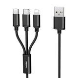Remax RC-186th 3 in1 USB Cable With I-Cable / Type c  / Micro Usb 3A Fast Charge Cable 1.2 m Price in Pakistan | dynsol.pk