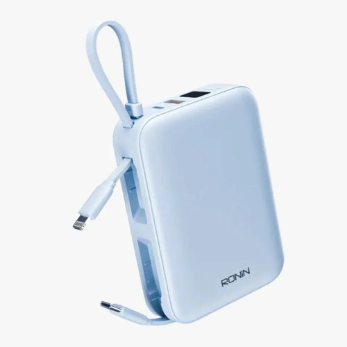 Ronin Aqua R-4070 22.5W 20000mAh power bank with built-in Type-C and Lightning cables