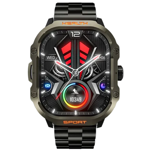 RONIN R-013 Luxe Smart Watch with AMOLED display, Bluetooth calling, health tracking and premium stainless steel design.