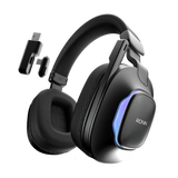 Ronin R-1515 Hurricane wireless gaming headphones in black color with RGB lighting and over-ear design