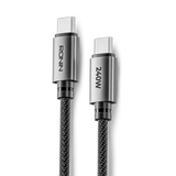 Ronin R-2050 Rush 240W Type-C to Type-C Cable with braided black design for fast USB-C charging of laptops and smartphones.