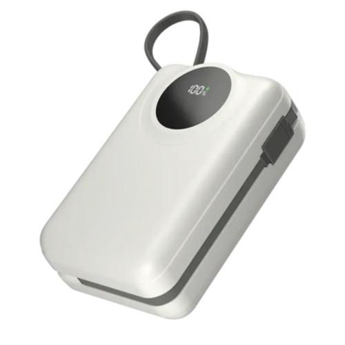 Ronin Megawatt R-4055 30000mAh 65W fast charging power bank with digital display and built-in Type-C Lightning cables