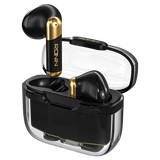 RONIN R-7070 Snap Wireless Earbuds with transparent charging case and Bluetooth 5.3 design