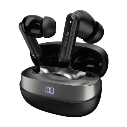 Ronin Vector R-7120 Wireless Earbuds with 25dB ANC, Quad Mic ENC and Bluetooth 5.4 charging case in Pakistan