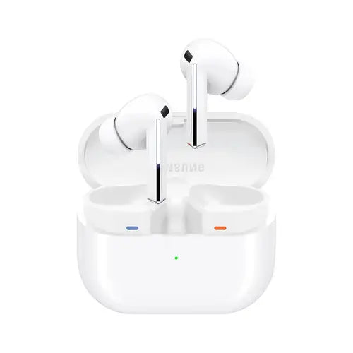 Samsung Galaxy Buds3 Pro white wireless earbuds with charging case