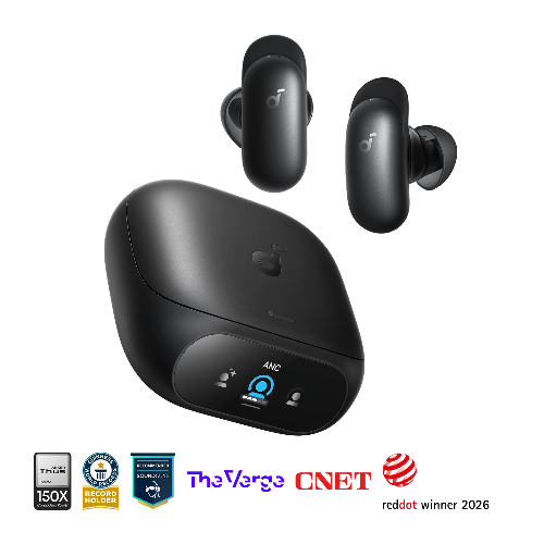 Midnight Black soundcore Liberty 5 Pro ANC earbuds with premium charging case