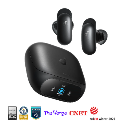 Midnight Black soundcore Liberty 5 Pro ANC earbuds with premium charging case