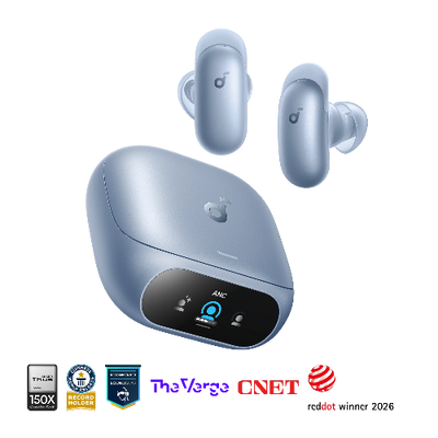 Pearl Blue soundcore Liberty 5 Pro wireless earbuds with charging case