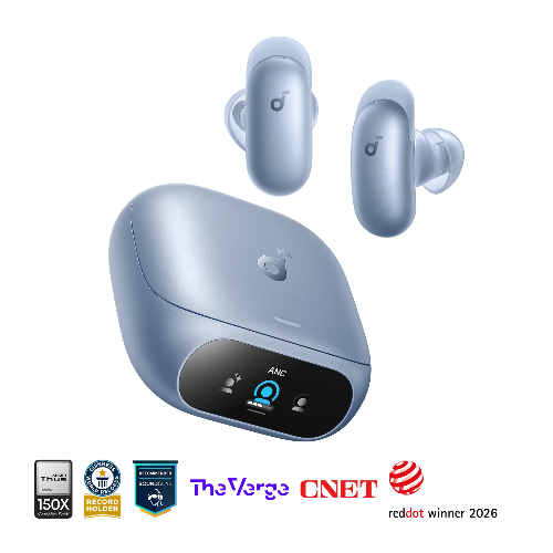 Pearl Blue soundcore Liberty 5 Pro wireless earbuds with charging case
