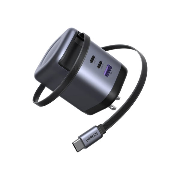 UGREEN 100W 3C1A GaN charger with retractable USB-C cable