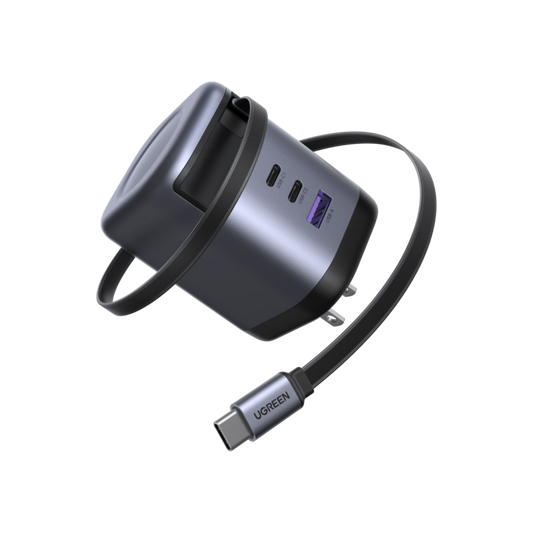 UGREEN 100W 3C1A GaN charger with retractable USB-C cable