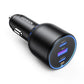 UGREEN 130W USB-C car charger with 100W PD fast charging with 2 USB-C ports and 1 USB-A port.
