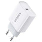 UGREEN 20W EU fast charger in white with USB-C port for smartphones, earbuds and daily charging