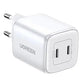 UGREEN Nexode 45W EU wall charger in white with dual USB-C ports and compact fast charging design